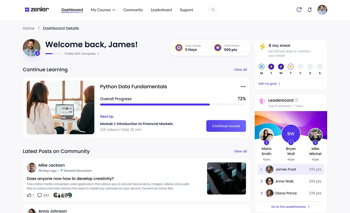 All-in-one online course platform dashboard for creators