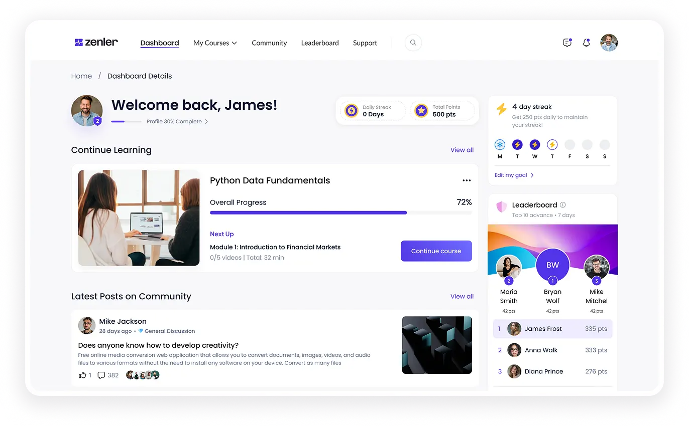All-in-one online course platform dashboard for creators